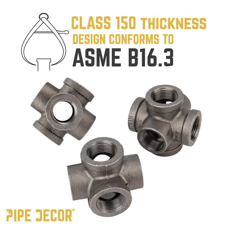 Accesorio negro de 6 vías de 3/4 pulg.