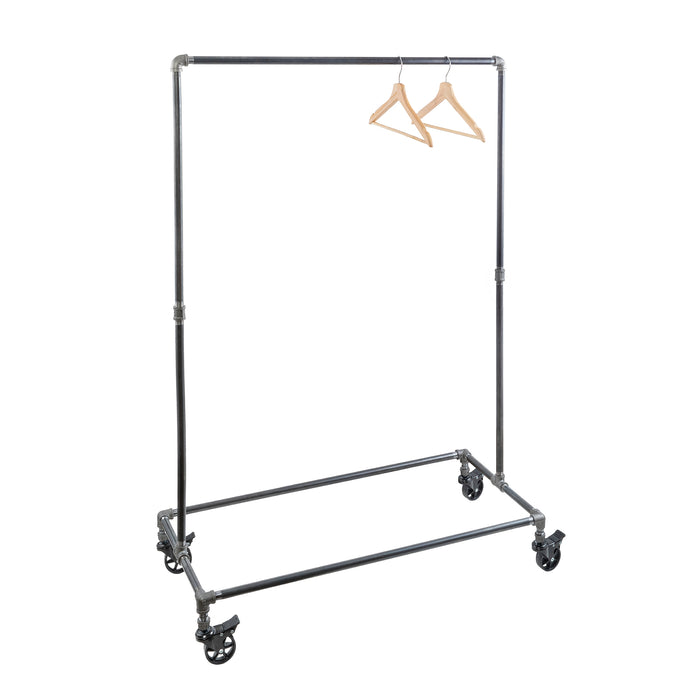 58 in. Rolling Single Rod Clothing Rack