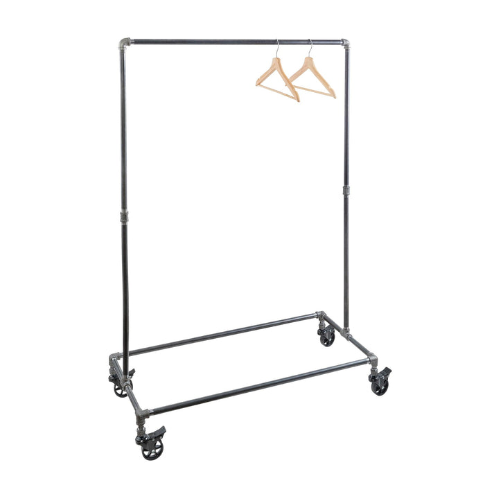 58 in. Rolling Single Rod Clothing Rack — PIPE DECOR