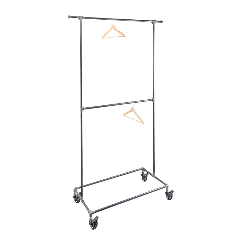 82 in. Rolling Double Rod Clothing Rack