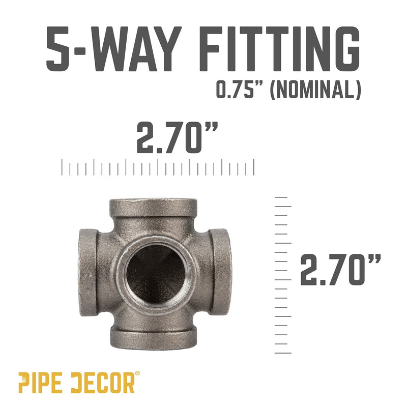 Accesorio de 5 vías negro de 3/4 pulg.