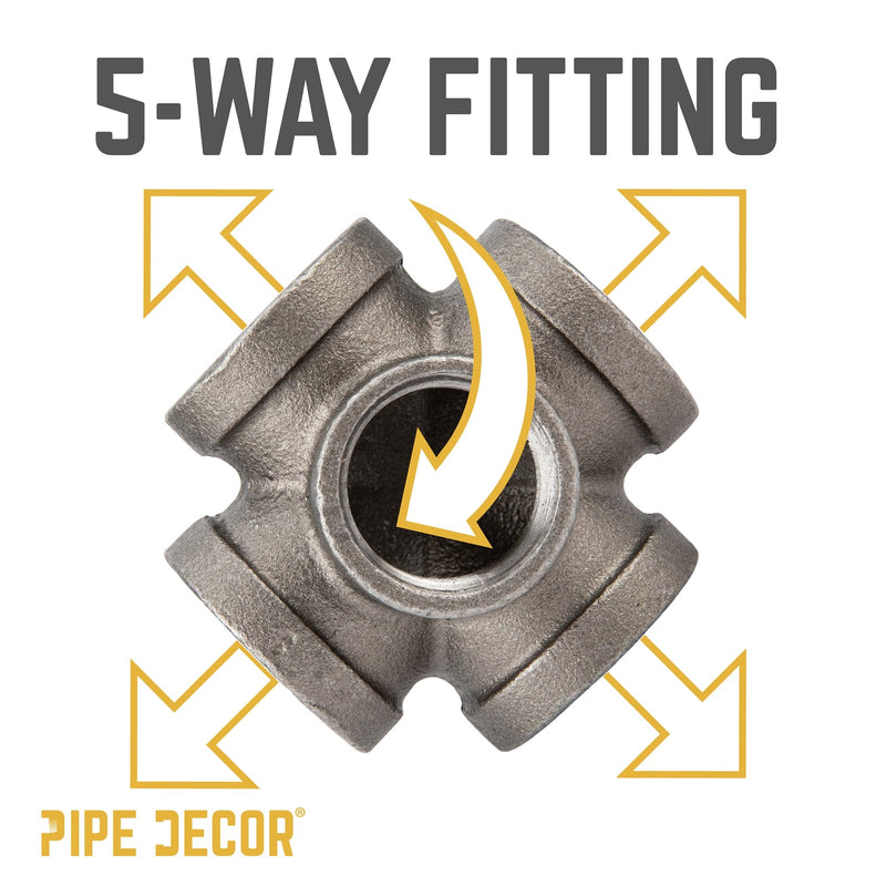 Accesorio de 5 vías negro de 3/4 pulg.