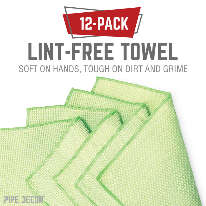 Microfiber Cleaning Cloth, Multi-purpose Lint-Free Towels, 12-Pack
