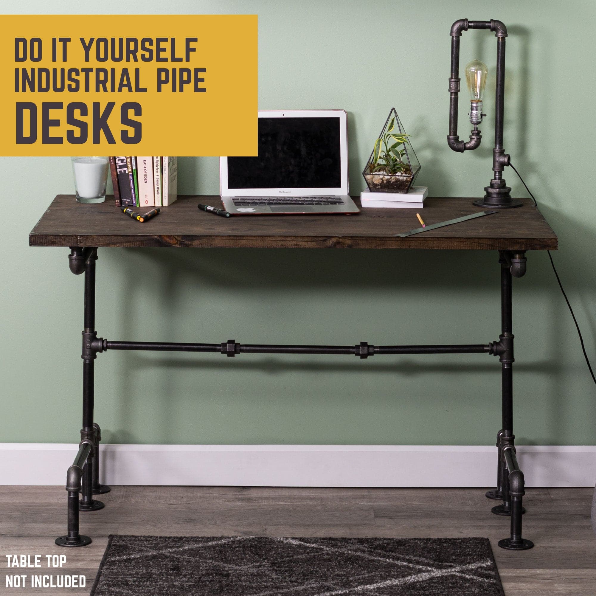 PIPE DECOR Industrial Steel M Desk for Home, Work, and Office