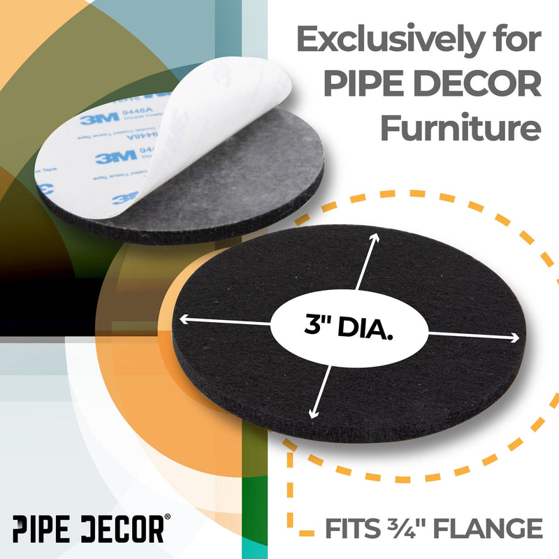 Almohadilla de fieltro redonda de alta resistencia para brida de piso de tubería de 3/4 pulg., 3 pulg. de diámetro (paquete de 4)