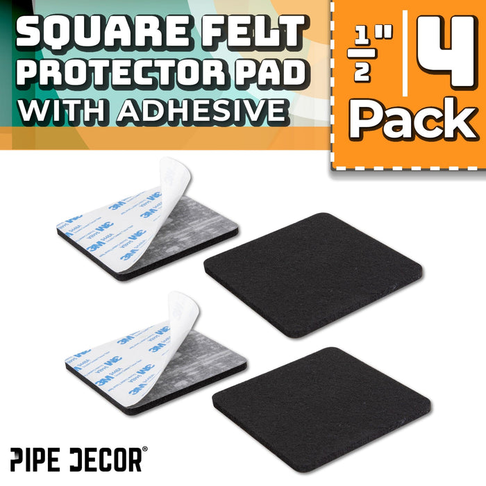 Heavy Duty Square Felt Pad for 1/2 in. Pipe Floor Flange, 2.75 in. x 2.75 in. (4-Pack)