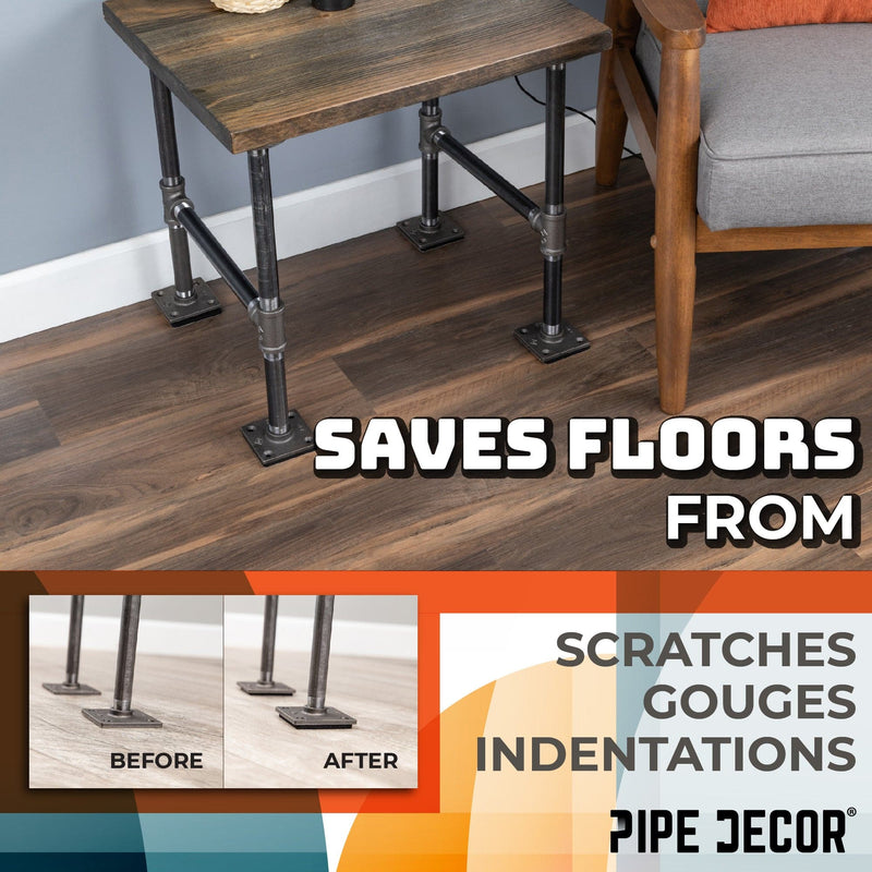 Almohadilla de fieltro cuadrada de alta resistencia para brida de piso de tubería de 3/4 pulg., 3 pulg. x 3 pulg. (paquete de 4)