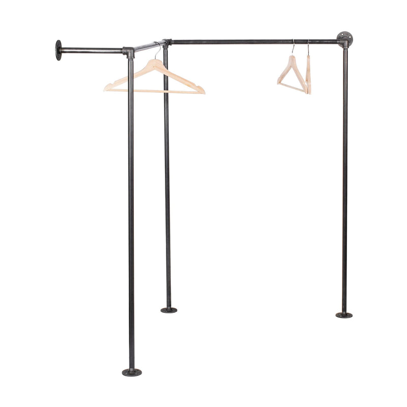 Wall And Floor Mounted Clothing Rack By PIPE DECOR - Pipe Decor