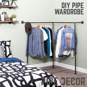 Wall And Floor Mounted Clothing Rack By PIPE DECOR - Pipe Decor