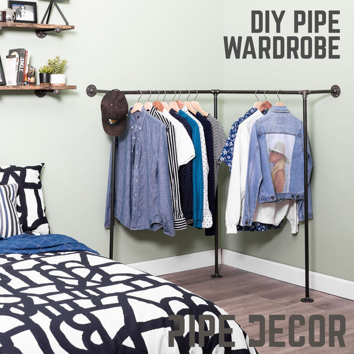 Wall- and Floor-Mounted Clothing Rack | Pipe Decor