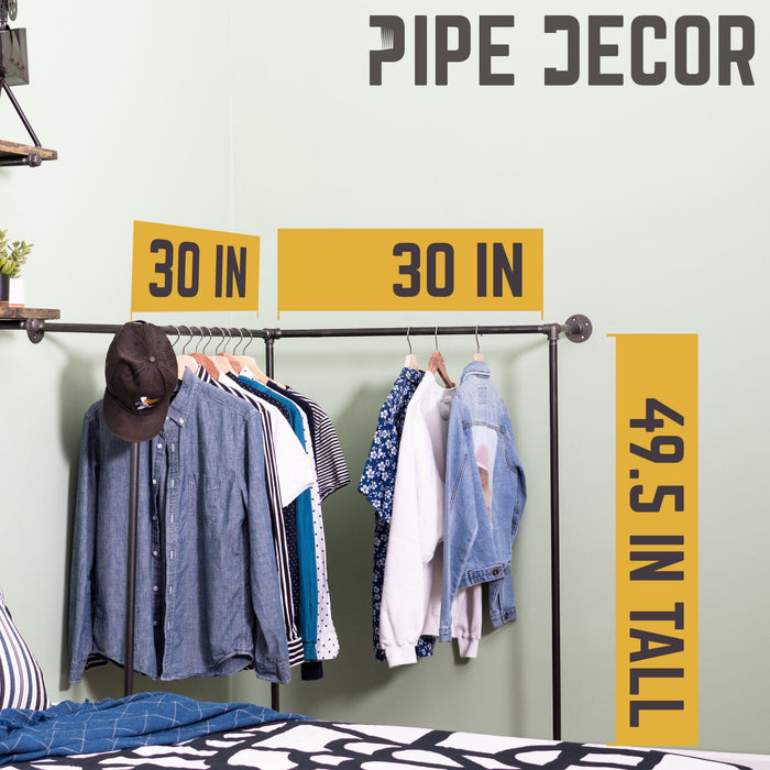 Wall And Floor Mounted Clothing Rack By PIPE DECOR - Pipe Decor