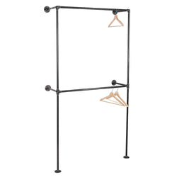 Wall Mounted Double Hung Clothing Rack By PIPE DECOR - Pipe Decor