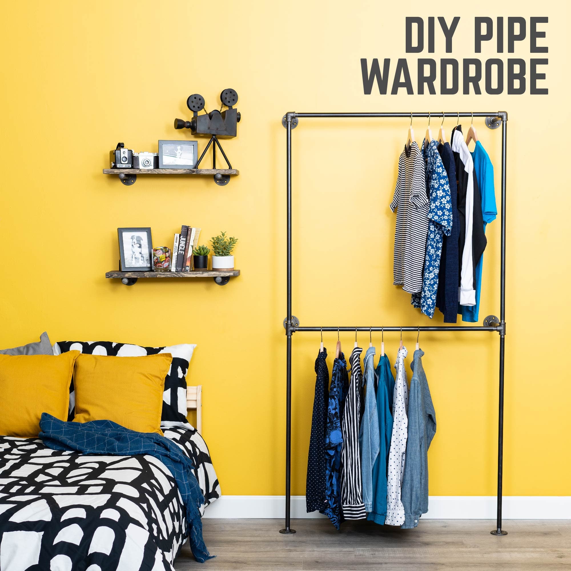 Wall Mounted Double Hung Clothing Rack — PIPE DECOR