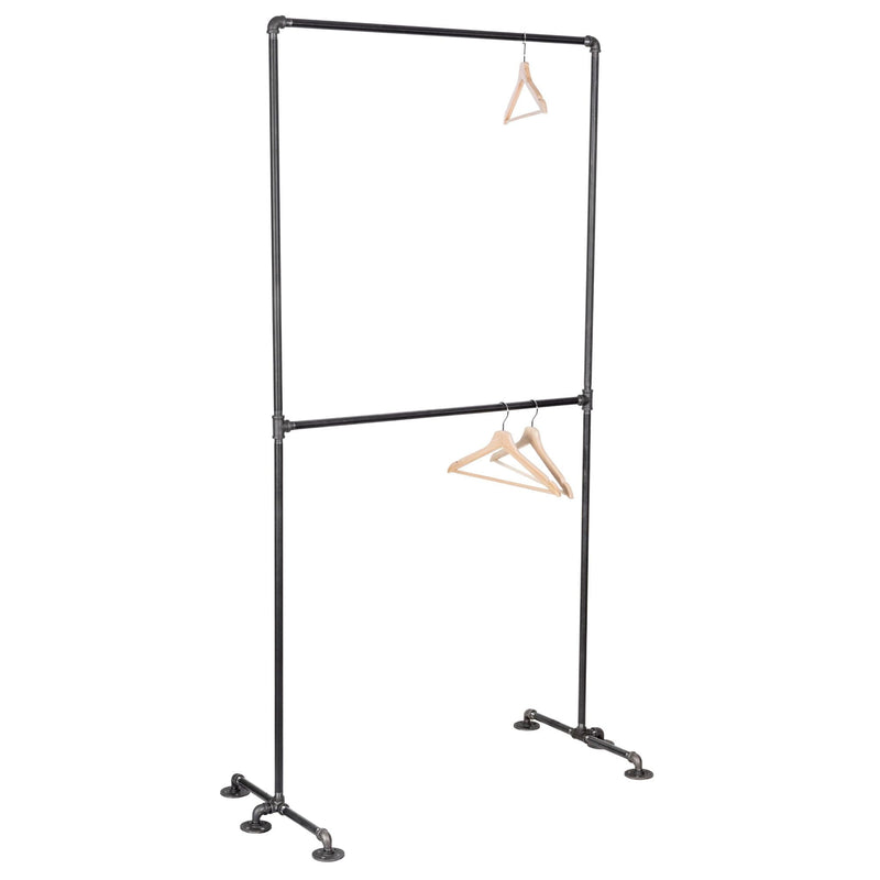 Freestanding Double Hung Clothing Rack By PIPE DECOR - Pipe Decor