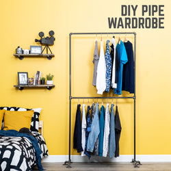 Freestanding Double Hung Clothing Rack By PIPE DECOR - Pipe Decor