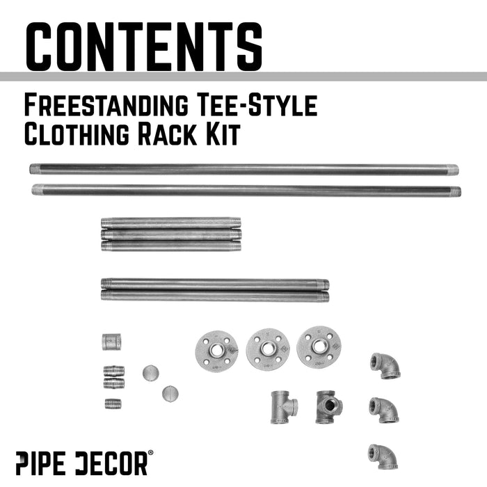 Freestanding Tee-Style Pipe Clothing Rack