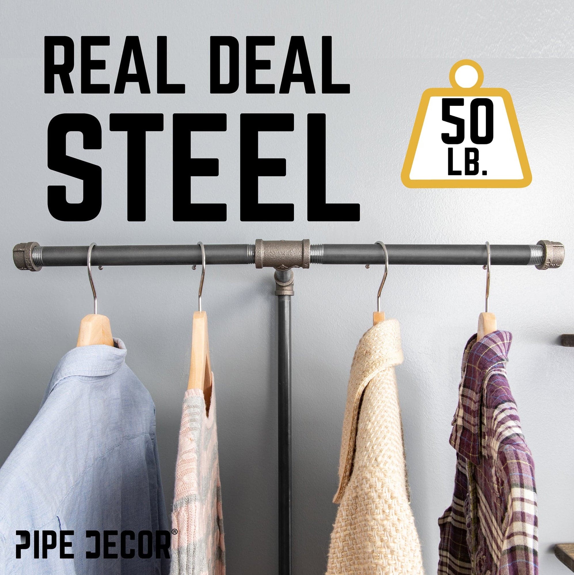 Freestanding Tee-Style Pipe Clothing Rack — PIPE DECOR