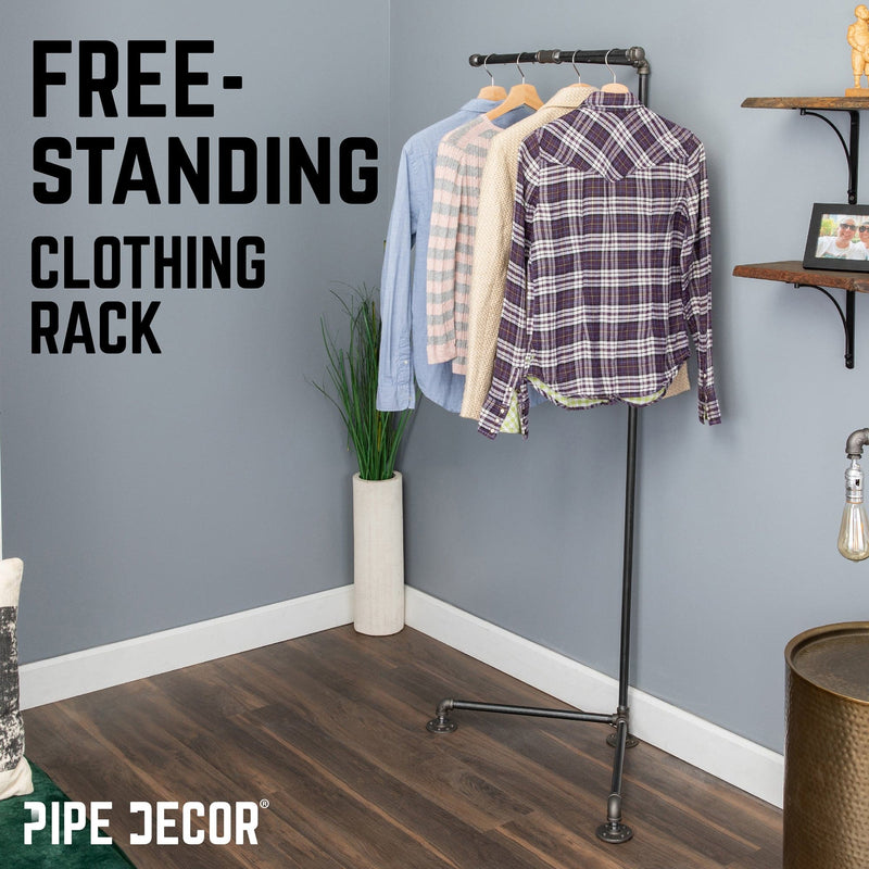 Pipe Decor Freestanding Tee-Style Pipe Clothing Rack Pipe Decor Freestanding Tee-Style Pipe Clothing Rack