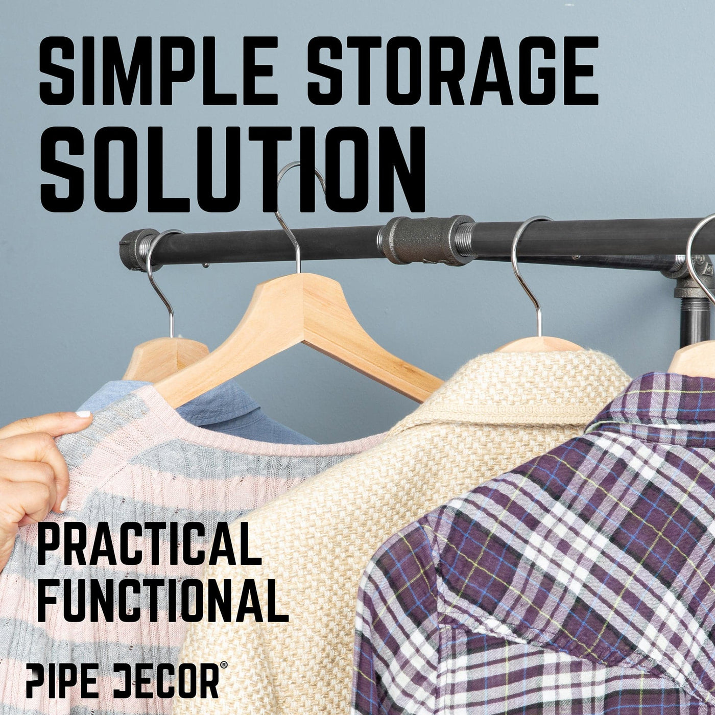 Freestanding Tee-Style Pipe Clothing Rack — PIPE DECOR