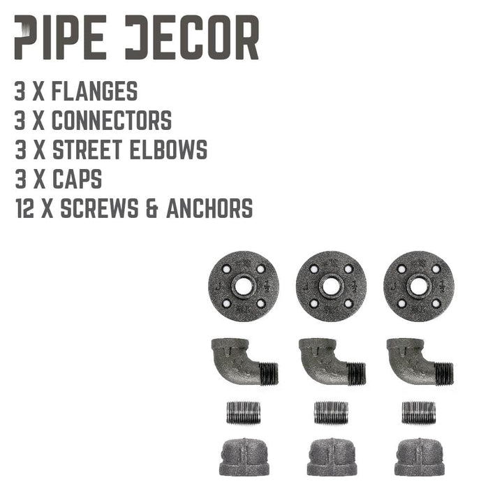 Wall Hook 3 Pack | Industrial Steel | Pipe Decor