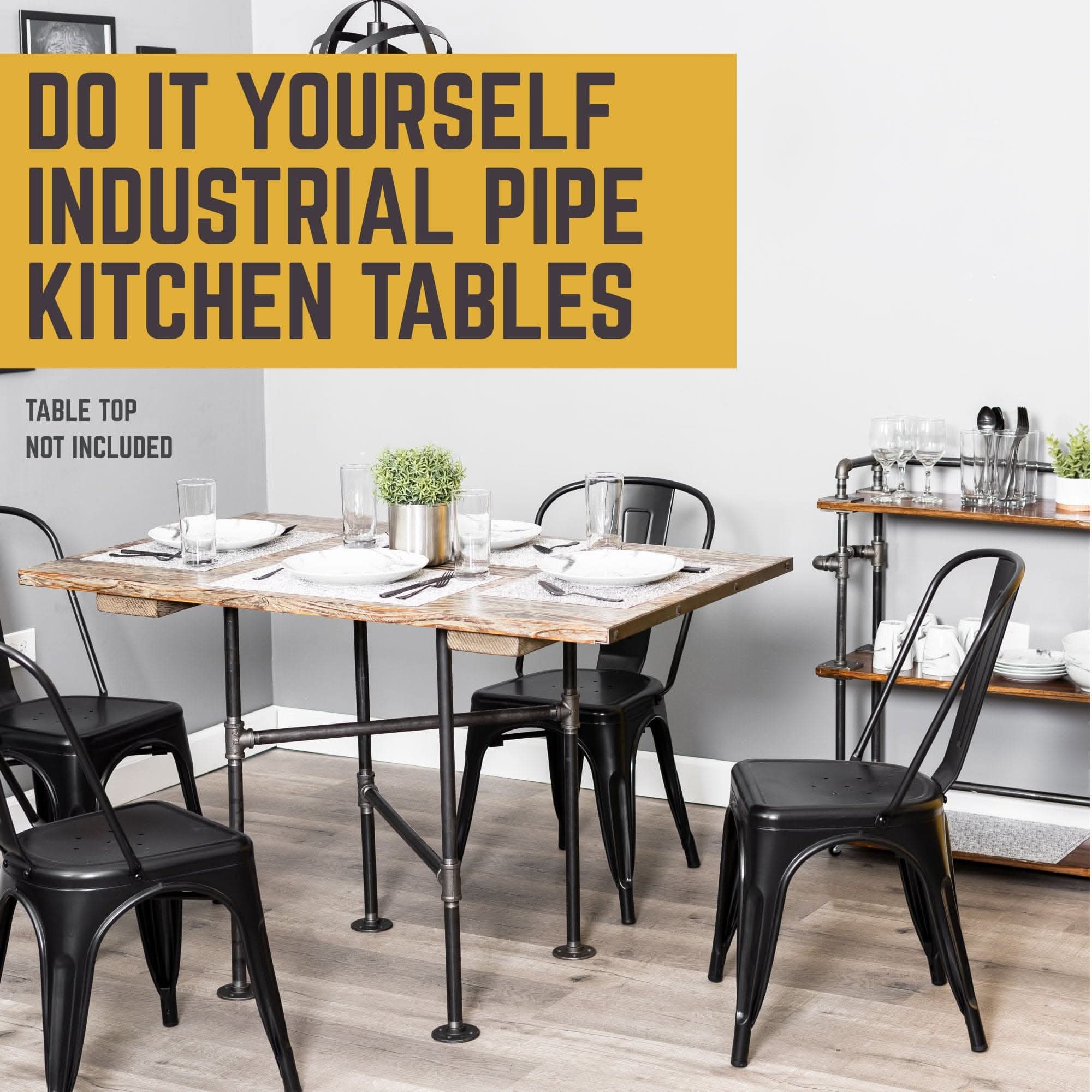 Solitaire Kitchen Table | Industrial Steel | PIPE DECOR
