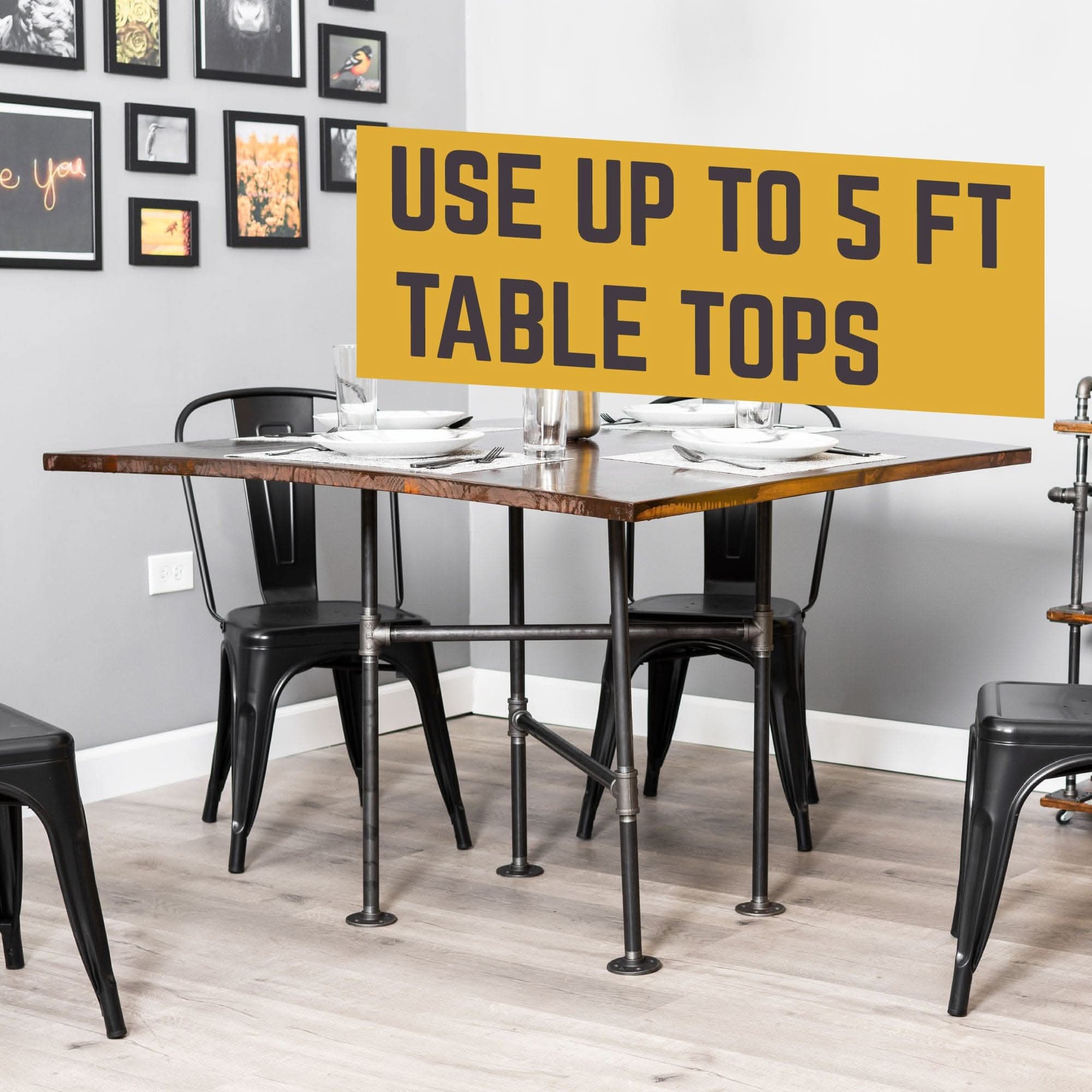Solitaire Kitchen Table | Industrial Steel | PIPE DECOR
