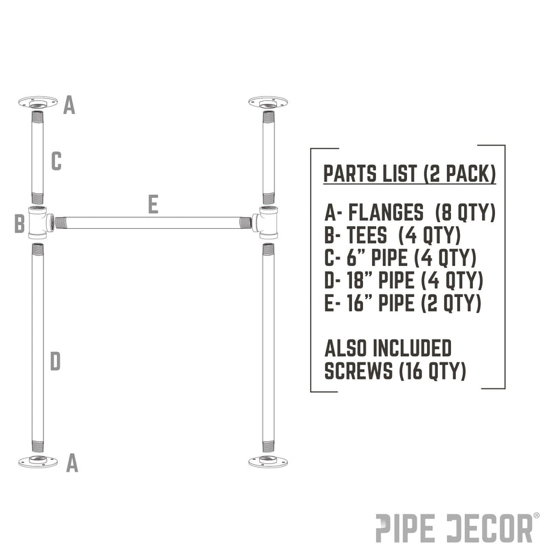 1 in. Heavy Duty H Round Flange Pipe Legs, for Restore Wood Dining Tabletops