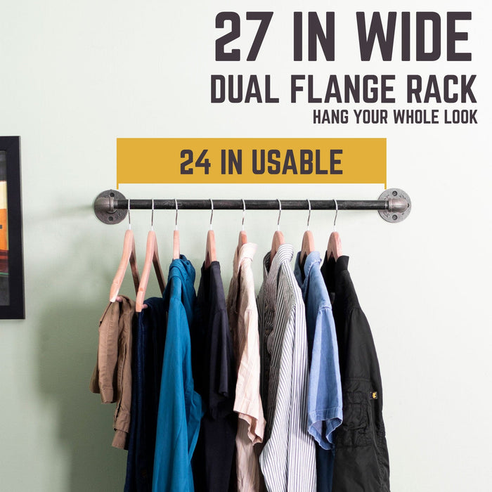 Industrial pipe clothing rack, wall mounted