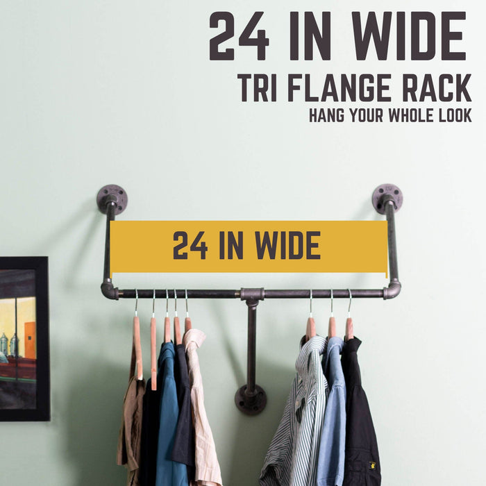 24 in. Tri-flange Wall Mounted Clothing Rack By PIPE DECOR