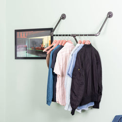 24 In Tri-flange Wall Mounted Clothing Rack By PIPE DECOR - Pipe Decor