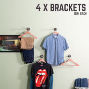 1/2 In X 12 In Clothing Hanging Bracket Kit, 4 Pack - Pipe Decor