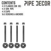 1/2 In X 12 In Clothing Hanging Bracket Kit, 4 Pack - Pipe Decor