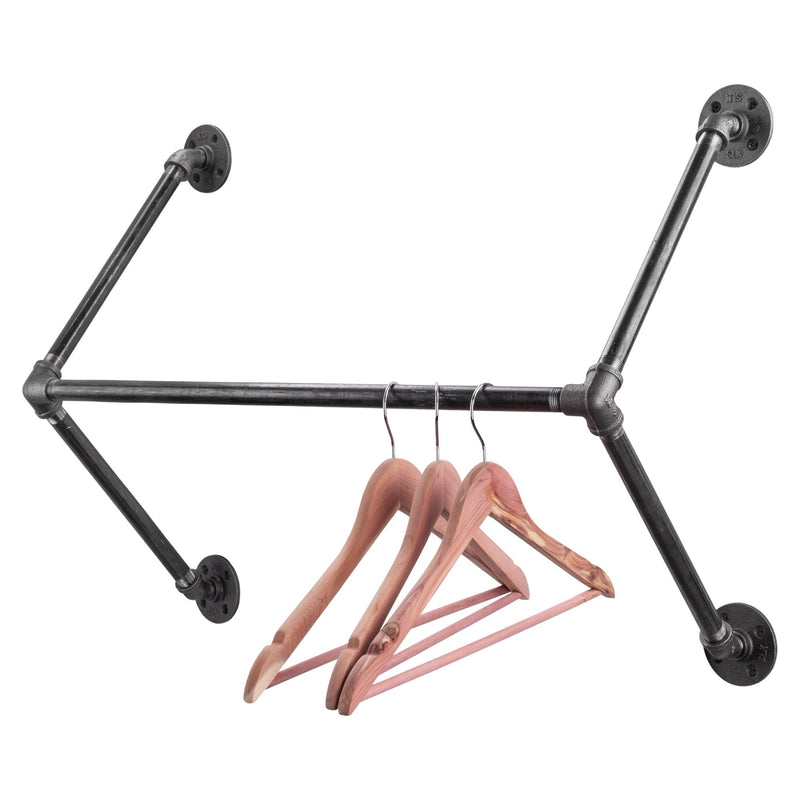 24 In Quad-flange Wall Mounted Clothing Rack By PIPE DECOR - Pipe Decor