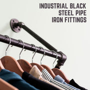 24 In Quad-flange Wall Mounted Clothing Rack By PIPE DECOR - Pipe Decor