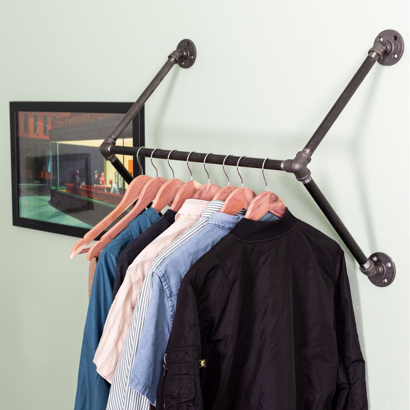 24 in. Quad-Flange Wall Mounted Clothing Rack | PIPE DECOR