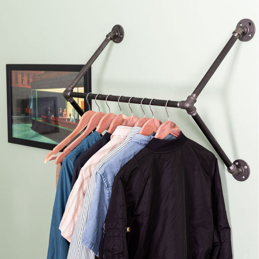 24 In Quad-flange Wall Mounted Clothing Rack By PIPE DECOR - Pipe Decor
