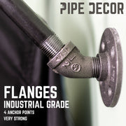 24 In Quad-flange Wall Mounted Clothing Rack By PIPE DECOR - Pipe Decor