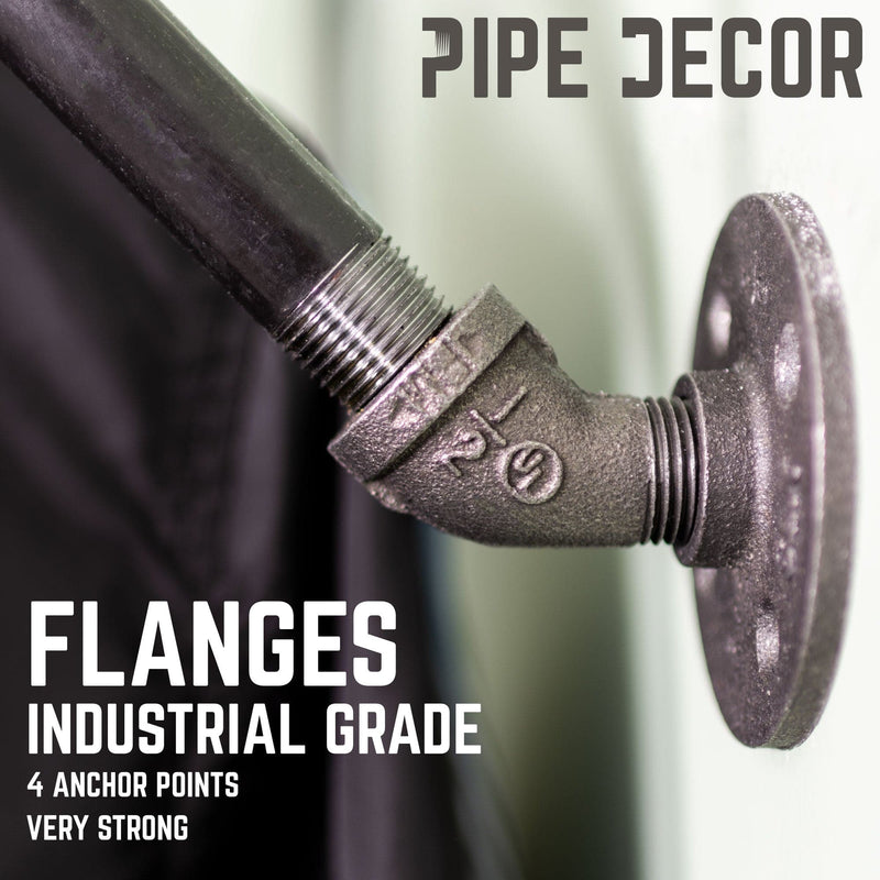 24 In Quad-flange Wall Mounted Clothing Rack By PIPE DECOR - Pipe Decor