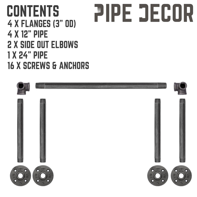 24 In Quad-flange Wall Mounted Clothing Rack By PIPE DECOR - Pipe Decor