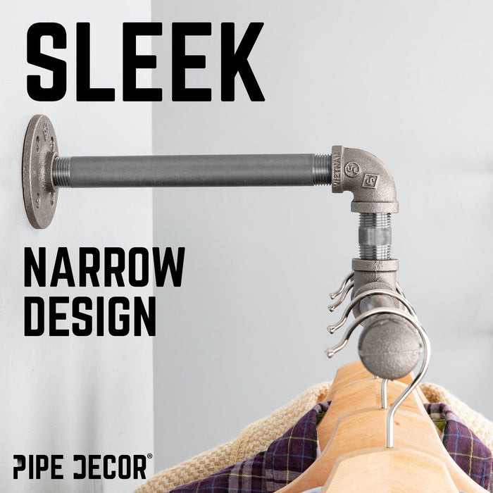 Wall-Mounted Tee-Style Pipe Clothing Rack — PIPE DECOR