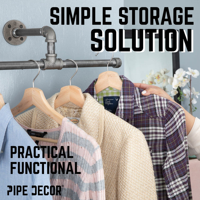 Wall-Mounted Tee-Style Pipe Clothing Rack