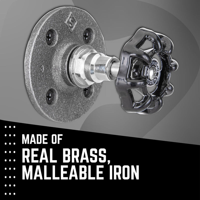 Gancho de pared industrial negro con brida (paquete de 2)