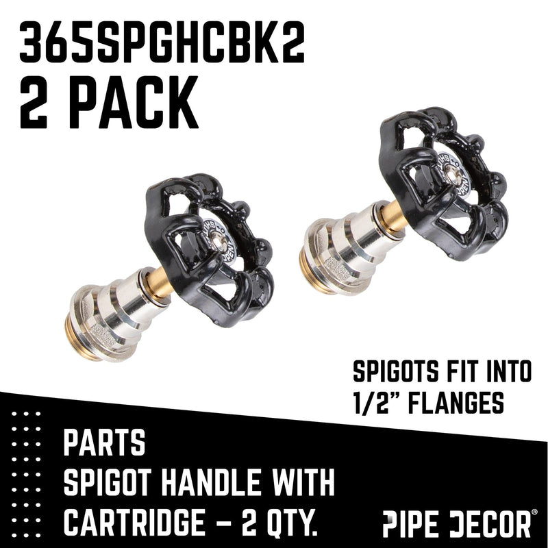 Manija de grifo industrial negra (paquete de 2)