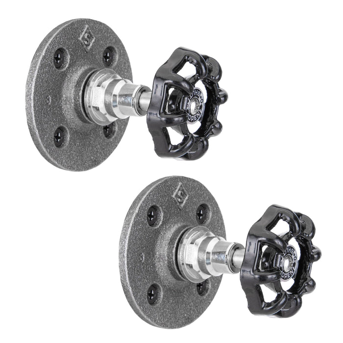 Black Industrial Spigot Wall Hook with Flange (2-Pack)