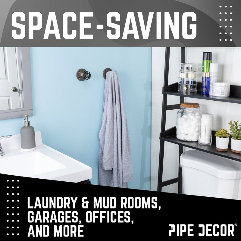 Gancho de pared industrial negro con brida (paquete de 2)