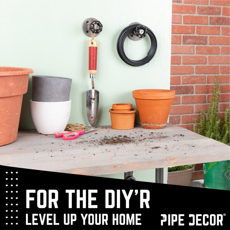 Gancho de pared industrial negro con brida (paquete de 2)