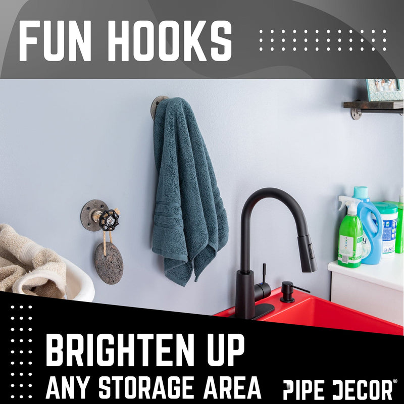 Gancho de pared industrial negro con brida (paquete de 2)