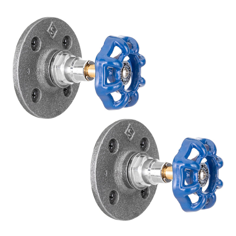 Gancho de pared industrial azul con brida (paquete de 2)