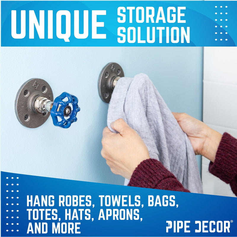 Gancho de pared industrial azul con brida (paquete de 2)