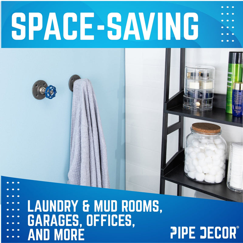 Gancho de pared industrial azul con brida (paquete de 2)